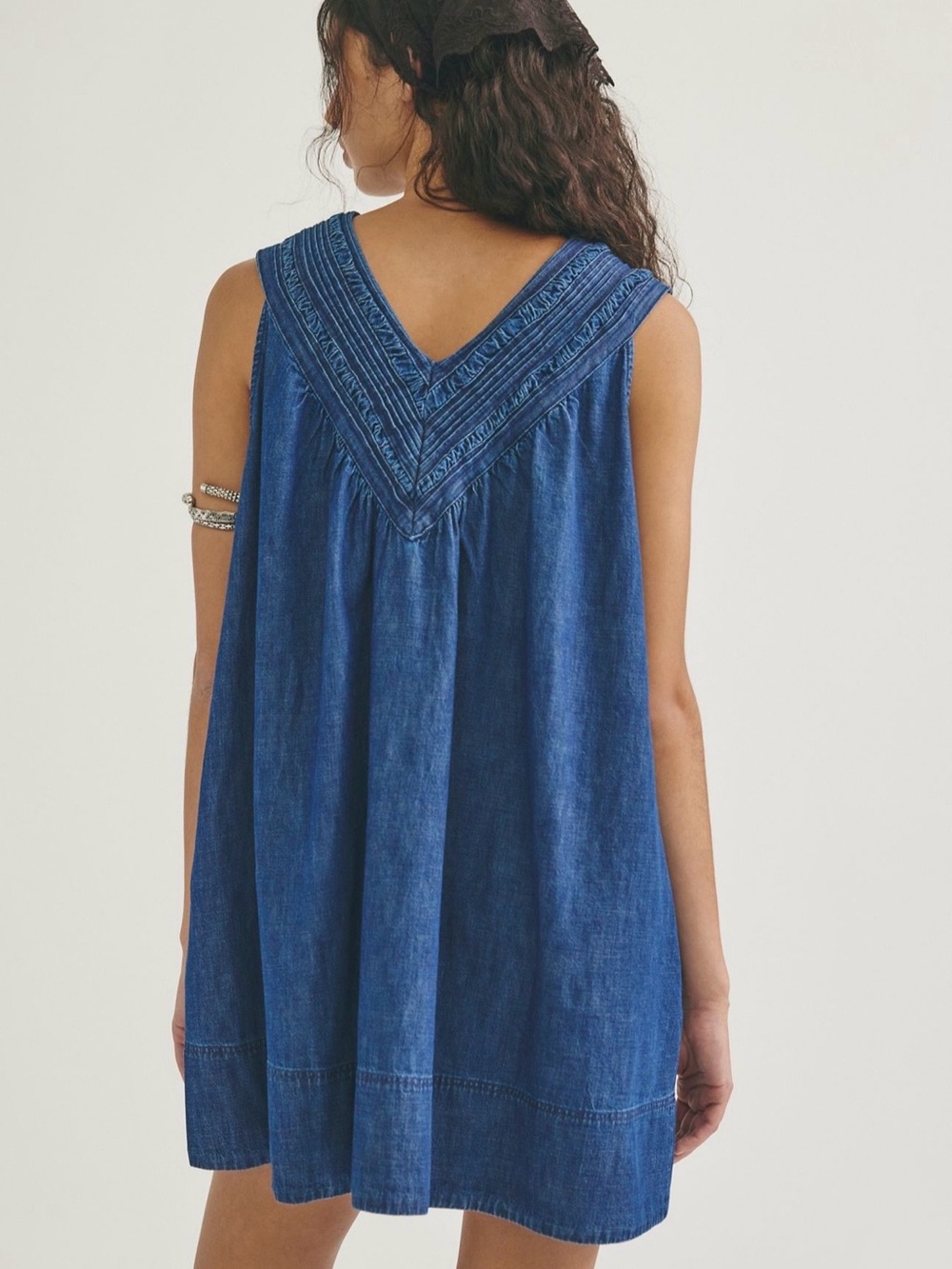 Free People Preston Pleated Denim Mini Dress NWT! - Picture 4 of 10